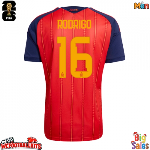 Spain Rodri Hernandez #16 Replica Home Stadium Shirt World Cup 2026 Short Sleeve